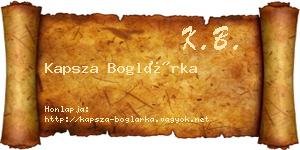 Kapsza Boglárka névjegykártya