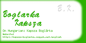 boglarka kapsza business card