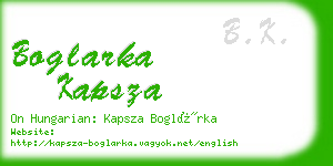 boglarka kapsza business card